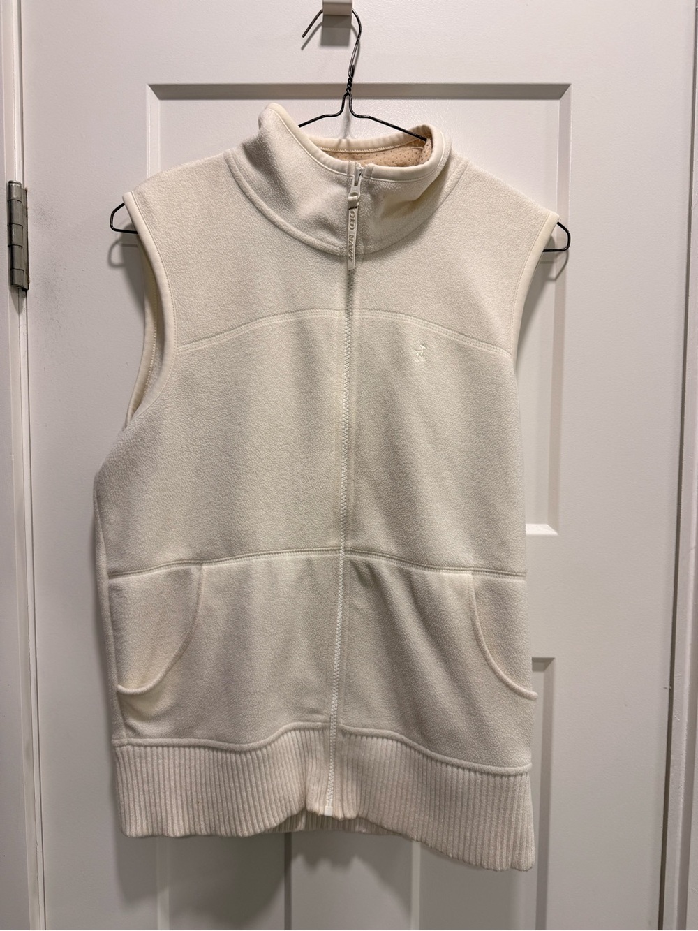 Old Navy Cream Sherpa Vest with Brown Trim